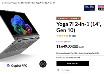 Lenovo: Yoga 7i 2-in-1 (14″, Gen 10) – 38% Off – $1,649 + $50 Rewards